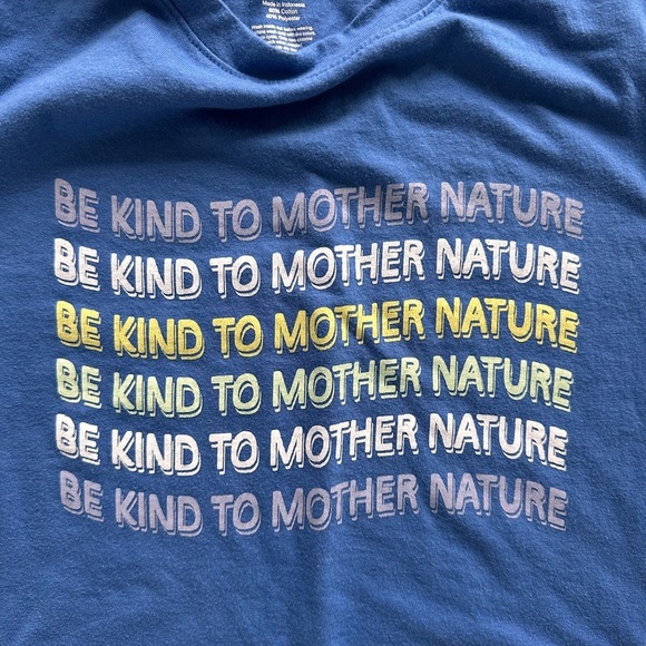 Be Kind Blue Short Sleeve Tee with Graphic Design - Picture 2 of 2